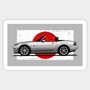 The coolest car ever with japanese flag background Sticker